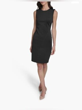Calvin Klein Sleeveless Black Sheath Above the Knee Classic Dress NWOT Size 4